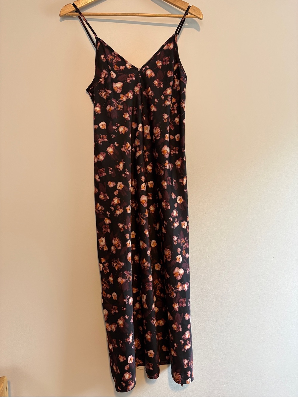 a new day Black Floral Satin Slip Dress
